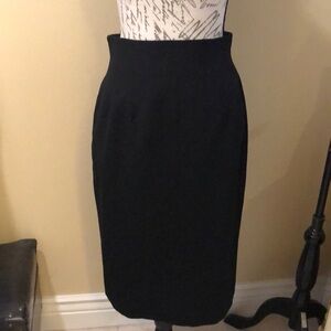 Classic high waist pencil lined lightweight wool back kick split & zipper